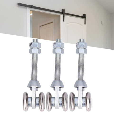 3 Pieces Track Roller Wheels For Sliding Doors With Steel Dual Wheel Trolley Roller For Rail Door Suspension Ideal For Glass Sliding Doors 35mm Diameter Durable Iron Material High Hardness And Wear Resistant For All Door Types