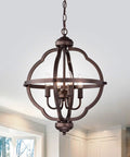 Farmhouse Vibe 4 Light Pendant Chandelier in Oil Rubbed Bronze with Chain, 21 Inch Diameter, hanging in a kitchen setting.