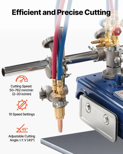 NoSweat JobReady Automatic Gas Track Torch Burner For StraightShot Pipe Flame Cutting HeavyDuty Beveling Machine With Quick Variable Speed Dial And 110V Plug And Play Power Setup