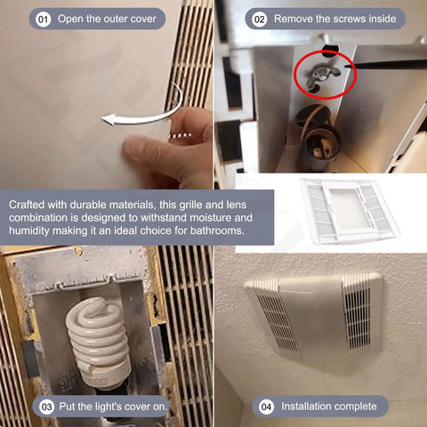 Straight Up Solid Replacement Ventilation Fan Grille Lens Cover For Standard 663 663L Bathroom Exhaust Vent Housing Grill Direct Swap Quick Fix