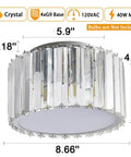 Mini Flush Mount Crystal Chandelier Ceiling Light with G9 Socket for Hallways and Bathrooms, 5.89 inch height by 8.66 inch width