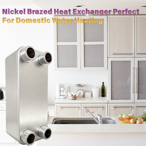 Plate Heat Exchanger Nickel Brazed Choose 304 or 316 Stainless Steel Leak Proof Vacuum Brazed Core For Pool Solar System And Hydraulic Oil Cooling Built To Last High Efficiency Easy Install NL30