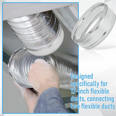 Installing 12 Inch Heavy Duty Duct Coupler For HVAC Systems Flexible Galvanized Steel Straight Dryer Vent Connector