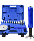Bearing Race And Seal Driver Kit 12 Piece Universal Wheel Bearing Installer Tool in blue case, anti-vibration handles visible