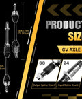 Rugged Front CV Axle Shaft Assembly Pair Compatible With Toyota Sienna 2011 To 2016 2.7L And 3.5L V6 Fwd dimensions showing sizes.