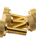 American Made 1/4-20 Brass Thumb Screws With Knurled Diagonal Grip, 3/4 Inch Thread Length, No Burrs, Durable Five Pack