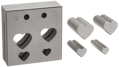 Disc Cutter With Four Heart Punches Set For Crafting And Metalwork, 11-24 mm Hearts, Cuts Soft Metals Up To 20 Gauge, Four Piece Punch Kit