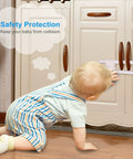 Baby reaching for U Shape Cabinet Door Locks For Kid Proofing Double Doors Simple Install Child Safety Latches on cupboard