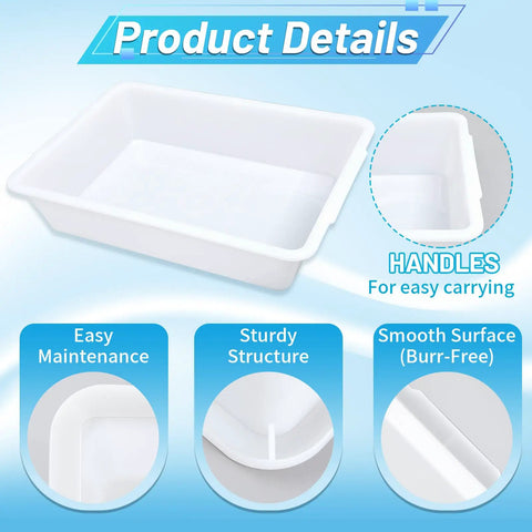Three Pack Polypropylene Containment Trays For Lab Use 20 L By 14 W By 5 H Rectangular Lab Tray product details with handles