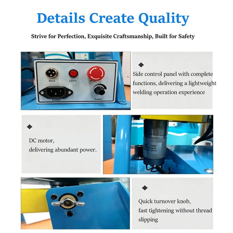 Heavy Duty Welding Positioner Rotary Table Featuring Adjustable Stepless Speed And No Sweat Foot Pedal Control Rock Solid Tilt Turntable control panel and DC motor close-up