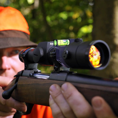 Metal Bubble Level Anti Cant For 20mm Picatinny Weaver Rail Rifle Scope Leveling Kit on rifle in forest