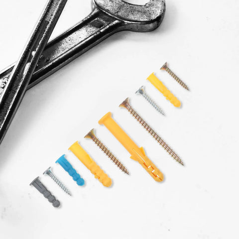Heavy Duty Wall Anchors Kit with rubber plugs and self tapping screws for drywall, concrete, and hollow doors
