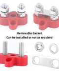 2 Pack Battery Terminal Distribution Block With M8 Dual Studs Bus Bar Terminal Block For Top Post Battery Terminals Negative And Positive 12V Power Distribution Block For Car Truck Marine And Heavy Duty Applications, with removable gasket