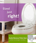 NextStep2 Toilet Seat With Built In Toddler Potty Training Seat Slow Close Easy Clean Magnetic Removable Kid Friendly Seat Elongated Biscuit Color Family Friendly Bathroom Upgrade, shown in white bathroom with removable toddler seat feature.