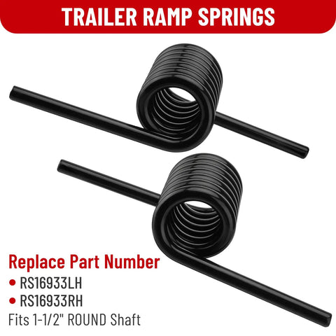 Get Your Tailgate Gear Sorted With These Badass Trailer Ramp Coil Springs Compatible With 1.5 Inch Shafts Replacing RS16933LH RS16933RH, black metal springs.