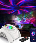 Star Projector 4 in 1 Aurora Night Light With Bluetooth Speaker, White Noise, Dope Dual Projection Lenses in living room