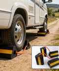 Heavy Duty Rubber Wheel Chocks For RV And Trailer 4 Pack With Rope And Reflective Strips Non Slip Grip Tire Stopper on RV