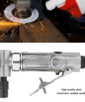 Industrial Grade Pneumatic Die Grinder With 90 Degree Bend in use with sparks, close-up of metal grinding operation
