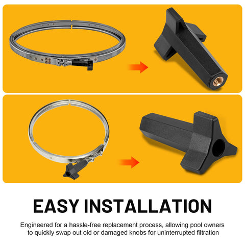 Slick Pool Filter Pump Clamping Band Knob Fits Pentair SMBW 2000 4000 Series Replace 076033 shows easy installation process.