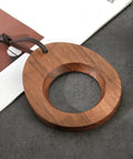 Premium Glass Cone Dripper For Pour Over Coffee And Tea Brew Up Fresh With This Stable Filter Holder That Fits All Mugs For Smooth Daily Sippin And Super Easy Cleanup At Home, wooden filter holder detail with leather strap.