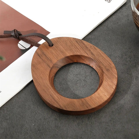 Premium Glass Cone Dripper For Pour Over Coffee And Tea Brew Up Fresh With This Stable Filter Holder That Fits All Mugs For Smooth Daily Sippin And Super Easy Cleanup At Home, wooden filter holder detail with leather strap.
