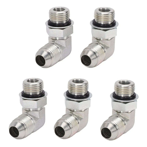Solid Pro One Quarter Inch Hydraulic Adapter Fitting 90 Degree Elbow 37 Flare Male Thread To SAE ORB Male Interface High Pressure Connector J514 Fitment For Auto Rigs Heavy Duty Build Leak Proof Seal Works Great At Shops Gear Up Fast. 1/4 inch metal elbow fitting, angled thread connector