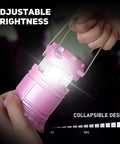 2 Pack Mini LED Pink Camping Lanterns Portable Outdoor Handheld Lights for Camping Hiking Power Outages and Emergencies Durable ABS Construction for Long Lasting Use