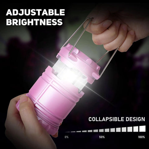 2 Pack Mini LED Pink Camping Lanterns Portable Outdoor Handheld Lights for Camping Hiking Power Outages and Emergencies Durable ABS Construction for Long Lasting Use