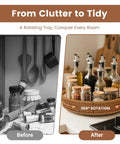 Before and after using Go To 12 Inch Rattan Lazy Susan Organizer Rotating Serving Tray With Handles For Kitchen Counter Cabinet