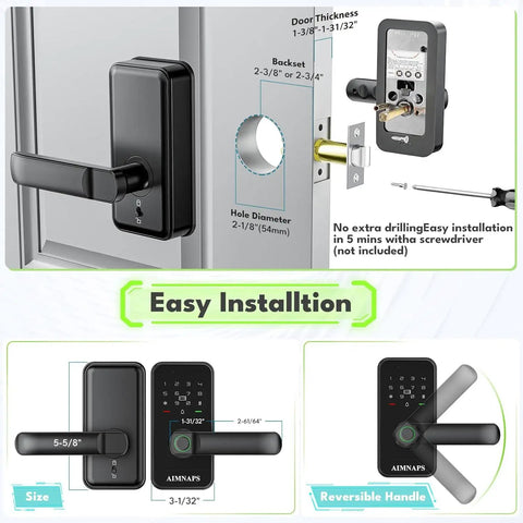 Skip The Keys Completely This Fingerprint Door Lock Has Auto Lock Smart Keypad Entry Card Backup And Classic Key Slot Comes In Sleek Matte Black For Bedrooms Or Front Doors To Keep Your Place Safe And Secure All Day Long