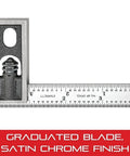 Inch Reading Double Square With Satin Chrome Finish And Hardened Blade Four Inch Blade 32nds To 64ths Graduations Adjustable Precision Tool
