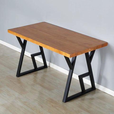 Table with wooden top and Industrial Metal Furniture Legs 2 Pack For DIY Decor Projects 28 Inch High Square Tube Leg Black 24 Inch Wide