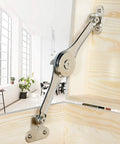 Beefy Heavy Duty Lid Support Hinges Soft Close Folding Lid Stay installed on wooden cabinet lid.
