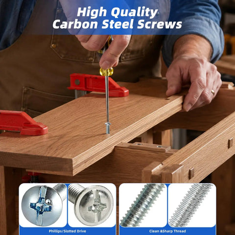 Top Tier Cabinet Pull Screws And Dresser Drawer Knob Fasteners With Rock Solid 8-32 And Metric M4 Threads, high-quality carbon steel screws in use during kitchen upgrades.