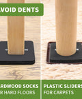 Eight Piece Square Furniture Sliders Pack for Hardwood Floors and Carpet, Three And A Half Inch Brown Moving Pads in use