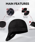 Reversible Welding Cap for Welders, Thick 10 Oz Fireproof Cotton Beanie with 8-Panel Protection, black, main features display