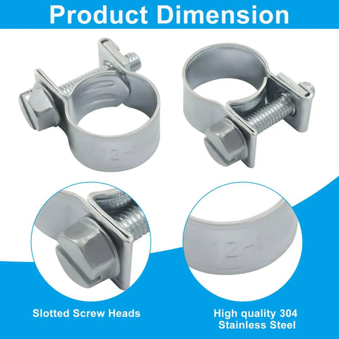 12 Pack 12 To 14mm 304 Stainless Steel Mini Fuel Injection Hose Clamps Set Tough As Nails Easy Install Adjustable Pipe Hose Clip Tube Clamps For Automotive Diesel And Petrol Pipe