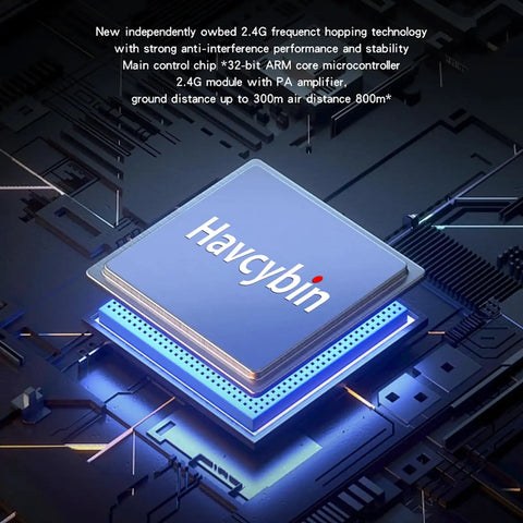 Close-up of Havcybin 2.4G chip for 6 Channel 2.4G RC Boat Transmitter With F06A Receiver highlighting technology details