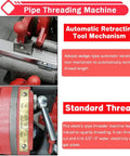 Industrial Strength Electric Pipe Threading Machine And Cutter Tool 1/2 To 2 Inch Npt Dies 110V close-up of automatic retracting tool mechanism and standard thread feature.