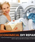 Woman holding laundry basket near dryer with Easy DIY Dryer Drum Rear Bearing Kit And Drive Belt With Idler Arm
