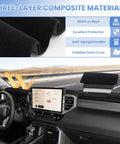 Dash Cover For Toyota Tundra 2022 2023 2024 2025 2026 With Nonslip Mesh Sunshade Dashboard Protector shown inside a truck