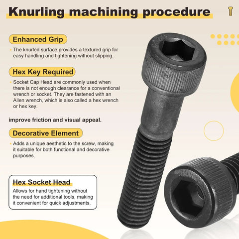Boss Level 25PC Hex Socket Head Cap Screw Kit With M8 Size 30 35 40 45 50mm Black Steel Fasteners Perfect For Sick DIY Furniture Repair Plumbing Woodworking And Industrial Uses Where You Need Heavy Duty Bolts To Keep Things Down Secure Now. Black hex socket cap screw with knurled head