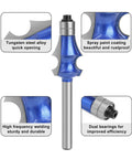 Solid Wood Router Bit 1/4 Inch Shank With Double Bearing For Trimming MDF Plywood And Particle Board Panels, showing durable tungsten steel construction.