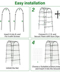 Illustrated installation guide for Heavy Duty Garden Arch Trellis For Climbing Plants with step-by-step assembly instructions.
