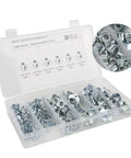 80Pcs T Nuts Threaded Inserts Pronged Tee Nuts Set Built Tough Galvanized Carbon Steel Rustproof Fasteners in a plastic case
