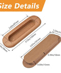 Size details of Oval Wood Recessed Concealed Door Handle Set Two Piece For Sliding Doors And Cabinets, made from natural beech wood.