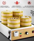 Commercial Electric Steamer for Dim Sum and Steamed Buns, 2 4 6 Hole Stainless Steel Steamer with U Tube Heating and Control Panel