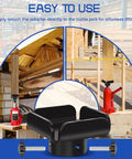 Heavy Duty 10 Ton Bottle Jack To Post Adapter With Centering Pin For 4x4 Wood Beams, shown with installation context and lifting process.