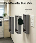 Three Quarter Inch Single Gang Outlet Box Extender UL Listed Flame Retardant Electrical Spacer with Patented Flange mounted on wall.