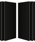 Premium Soundproof Acoustic Panels For Home Studios And Home Offices High Density Fireproof Noise Canceling Foam Wall Tiles In Classic Black, side view with six tall panels.